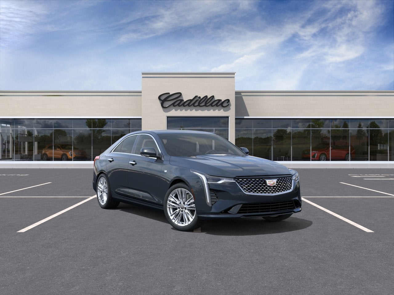 2026 Cadillac CT4 Premium Luxury in Deep Space Metallic — front three-quarter view