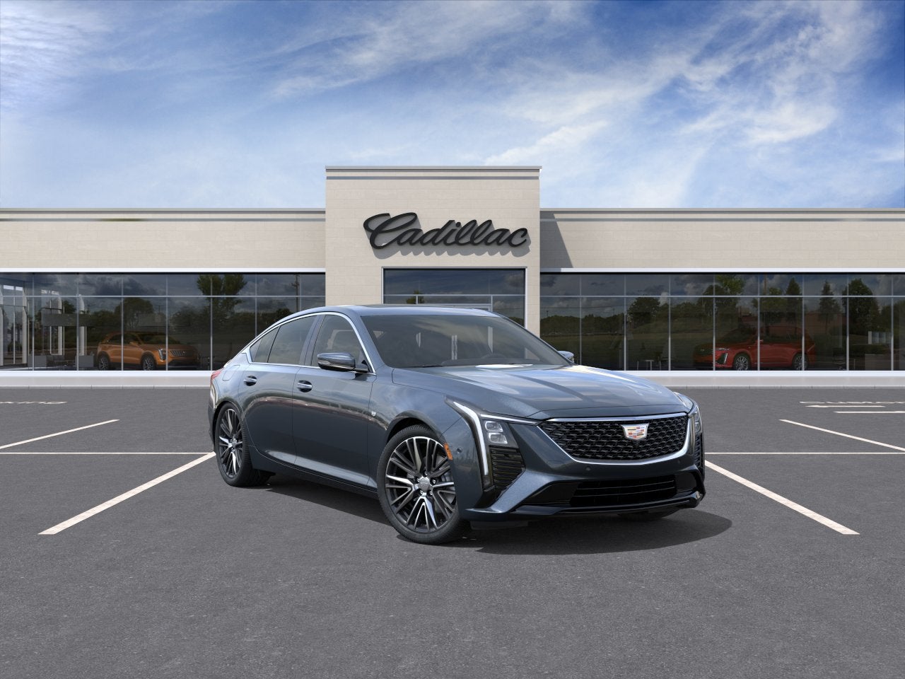2026 Cadillac CT5 Premium Luxury in Deep Space Metallic — front three-quarter view