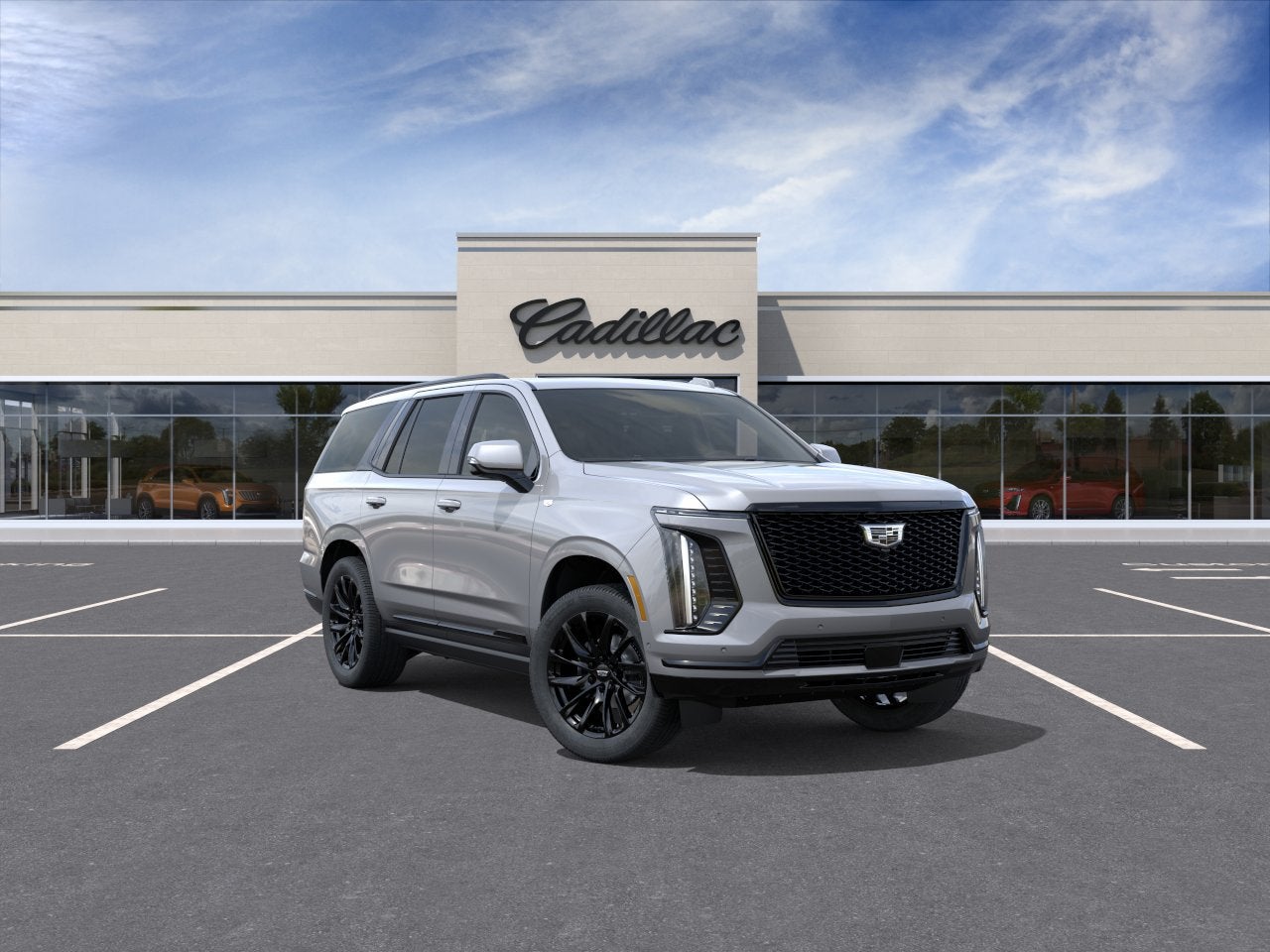 2026 Cadillac Escalade Sport in Argent Silver Metallic — front three-quarter view