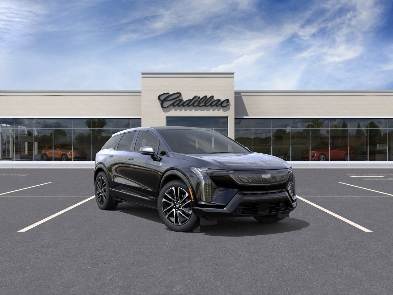 2026 Cadillac OPTIQ Sport in Black Raven — front three-quarter view