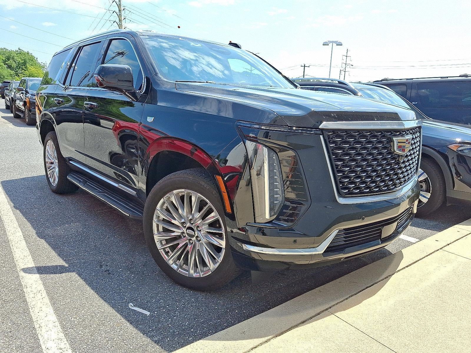 2025 Cadillac Escalade Premium Luxury in Black Raven — front three-quarter view