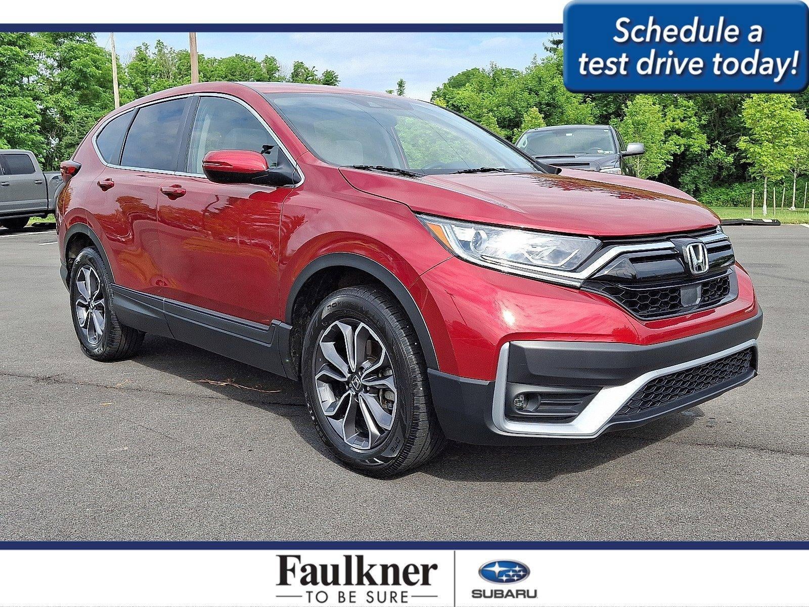2021 Honda CR-V EX AWD in Radiant Red Metallic — front three-quarter view