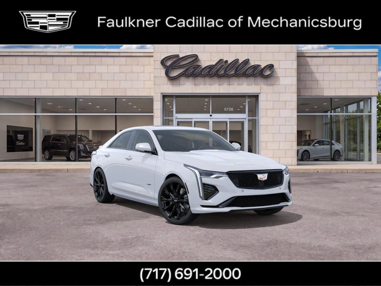 2026 Cadillac CT4-V Base in Summit White — front three-quarter view